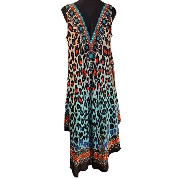 High-Low Leopard Print Momo Summer Dress or Cover Up, One Size fits most - Picture 3 of 4